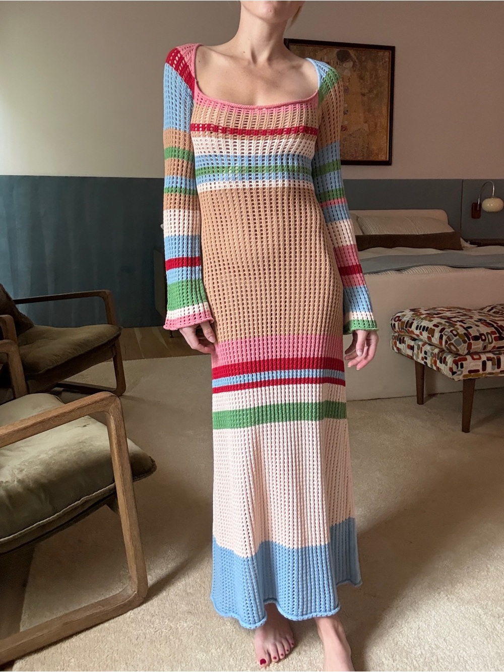 Verge Girl Multicolor Crochet Dress
